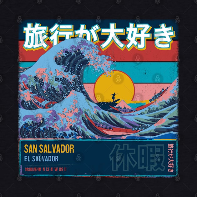 San Salvador, El Salvador, Japanese Wave Travel by MapYourWorld